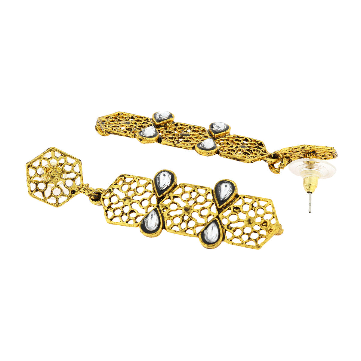 Italian Kundan 14K Gold Plated Dangling Earring For Women