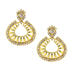 Floral American Diamond 22K Gold Plated Dangling Earring For Women