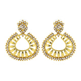 Floral American Diamond 22K Gold Plated Dangling Earring For Women