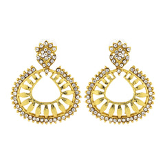 Floral American Diamond 22K Gold Plated Dangling Earring For Women