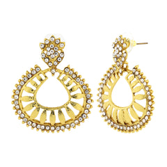 Floral American Diamond 22K Gold Plated Dangling Earring For Women