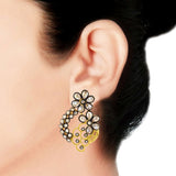 Designer Floral Gold Plated Kundan American Diamond Earring For Women