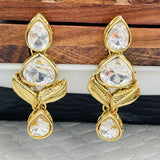 Designer American Daimonds Kundan Gold Plated Drop Earring For Women