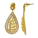 Flower Filigree Antique 22K Gold Kundan Dangling Earring For Women