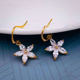 Trendy Star Flower 18K Gold Plated American Diamond Earring For Women