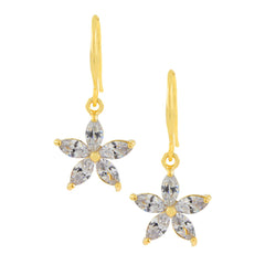 Trendy Star Flower 18K Gold Plated American Diamond Earring For Women
