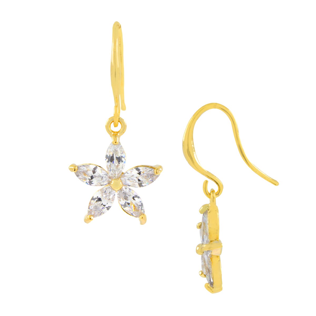 Trendy Star Flower 18K Gold Plated American Diamond Earring For Women