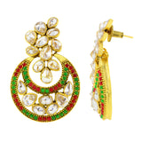 Designer Flower Kundan Gold Plated Chandbali Earring For Women