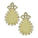 Statement Pear American Diamond Kundan 18K Gold Stud Earring For Women