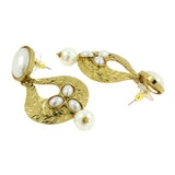 Traditional Oval Designer Gold Plated Pearl Dangler Earring For Women