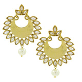 Chandbali Pearl Kundan American Diamond Antique Gold Earring