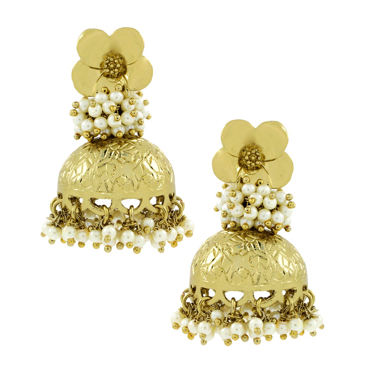 Ethnic Designer Pearl Antique Gold Plated Jhumki Earring For Women