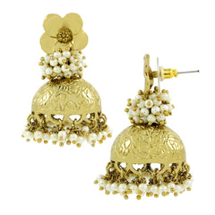Ethnic Designer Pearl Antique Gold Plated Jhumki Earring For Women