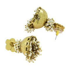 Ethnic Designer Pearl Antique Gold Plated Jhumki Earring For Women