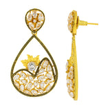 Filigree Kundan American Diamond 18K Gold Dangling Earring For Women