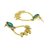Italian Petal Green 18K Gold Plated Dangling Earring For Women