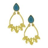 Italian Petal Light Blue 18K Gold Plated Dangling Earring For Women