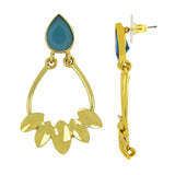 Italian Petal Light Blue 18K Gold Plated Dangling Earring For Women