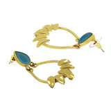 Italian Petal Light Blue 18K Gold Plated Dangling Earring For Women