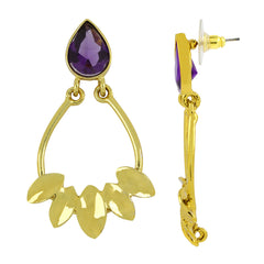 Italian Petal Purple 18K Gold Plated Dangling Earring For Women