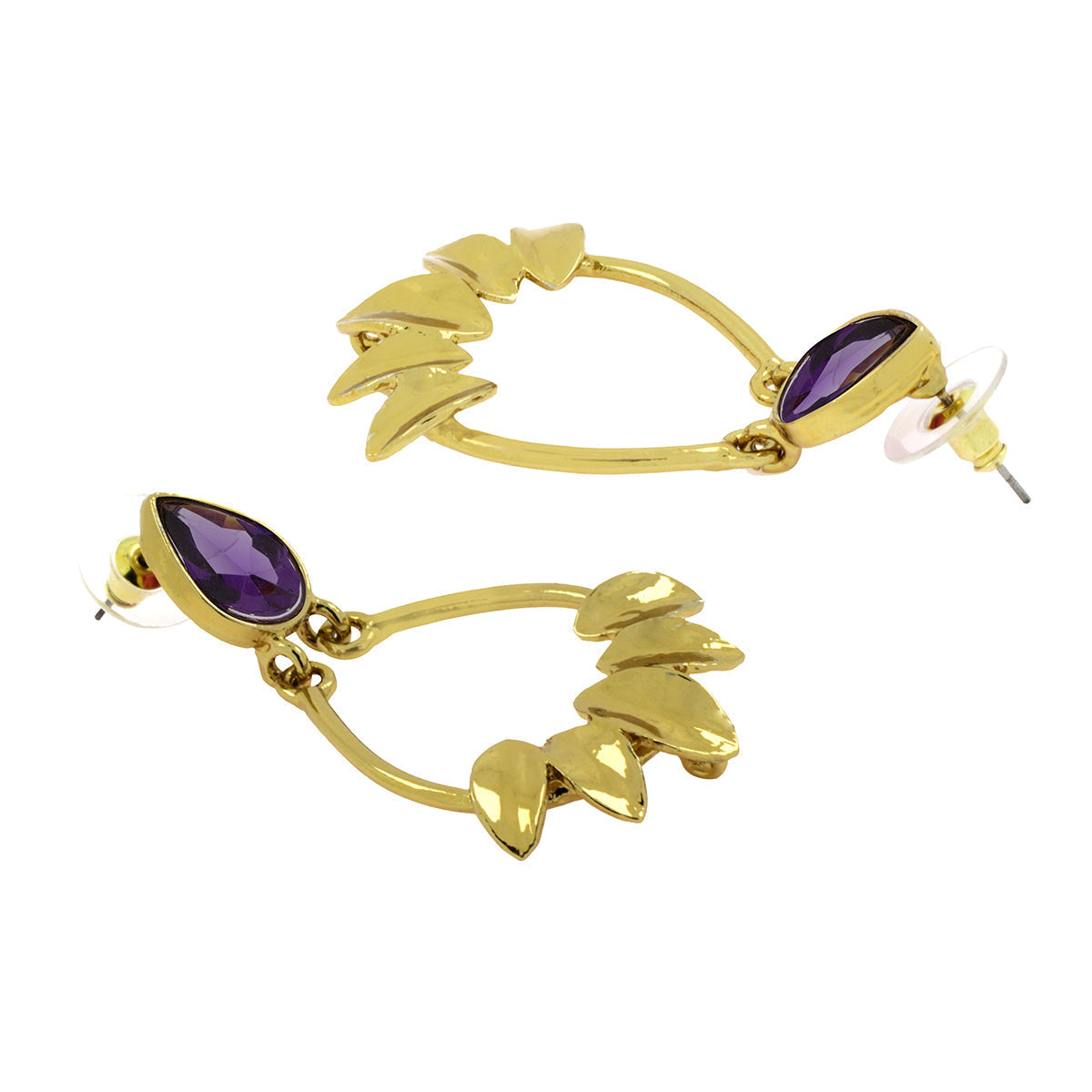 Italian Petal Purple 18K Gold Plated Dangling Earring For Women