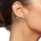 Floralgeometric 18K Gold Ear Cuff Jacket Pair Stud Earring For Women