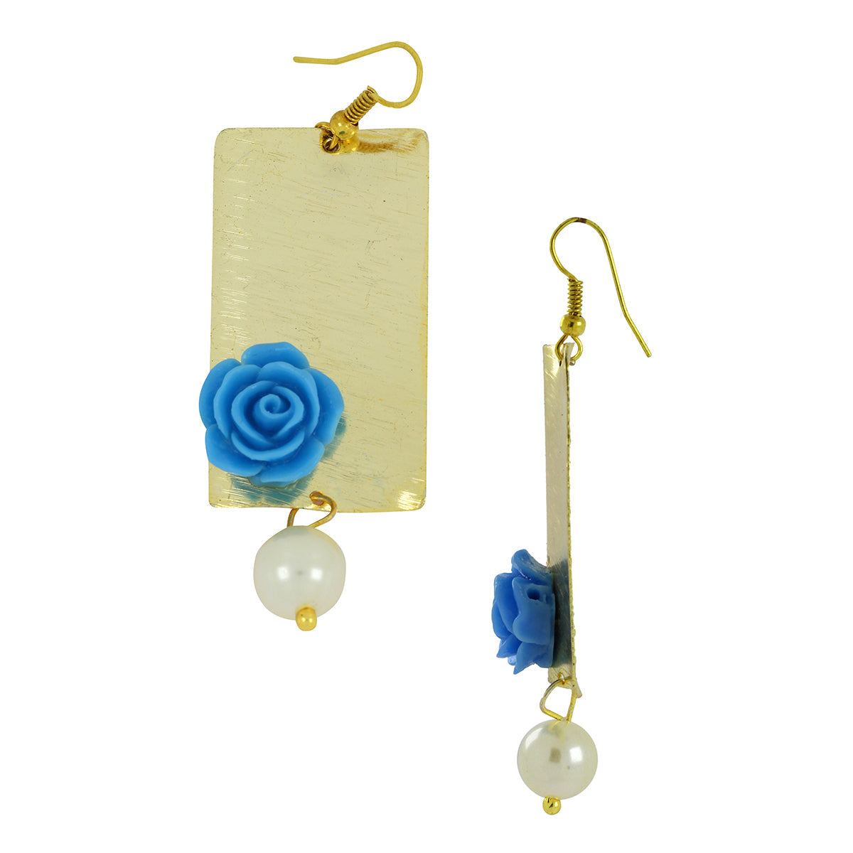 Daily Dangling Blue Gold Plated Rose Pearl Earring For Women