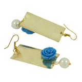 Daily Dangling Blue Gold Plated Rose Pearl Earring For Women