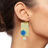 Daily Dangling Blue Gold Plated Rose Pearl Earring For Women