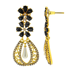 Kundan Flower Filigree Antique Gold Plated Dangler Earring For Women
