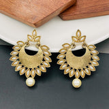 Dainty Chandbali Pearl Antique 18K Gold Plated Earring For Women