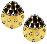 Antique Kundan Cz Antique Gold Plated Black Stud Earring For Women