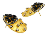 Antique Kundan Cz Antique Gold Plated Black Stud Earring For Women