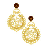 Large Statement Filigree Chaand Bali Golden 18K Gold Jhumki Earring