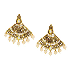 Designer Kundan Pearl 22K Gold Plated Dangle Earring For Girls Women