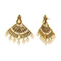 Designer Kundan Pearl 22K Gold Plated Dangle Earring For Girls Women