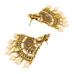 Designer Kundan Pearl 22K Gold Plated Dangle Earring For Girls Women
