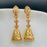 Designer Kundan Pearl 18K Gold Dangle Jhumki Earring For Girls Women