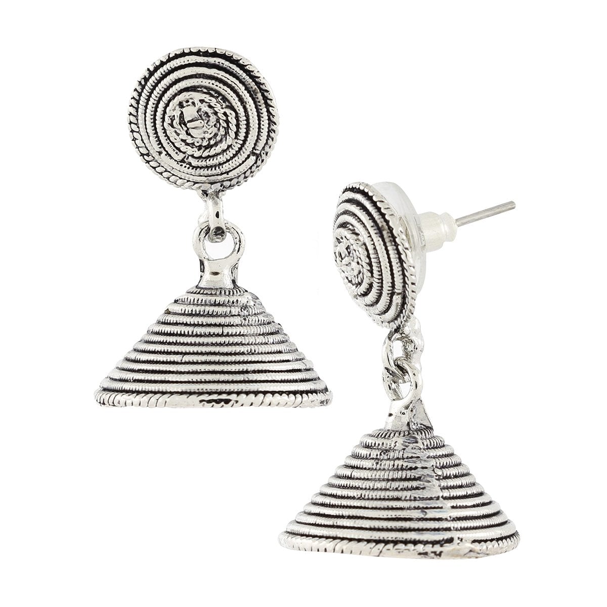 Dainty Indian Jaipur Oxidized German Silver Jhumki Earring For Women