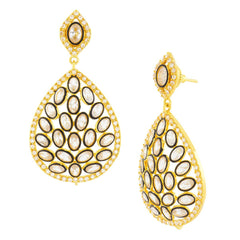 Filigree 18K Gold Filigree Crystal Cubic Zirconia Dangle Drop Earring