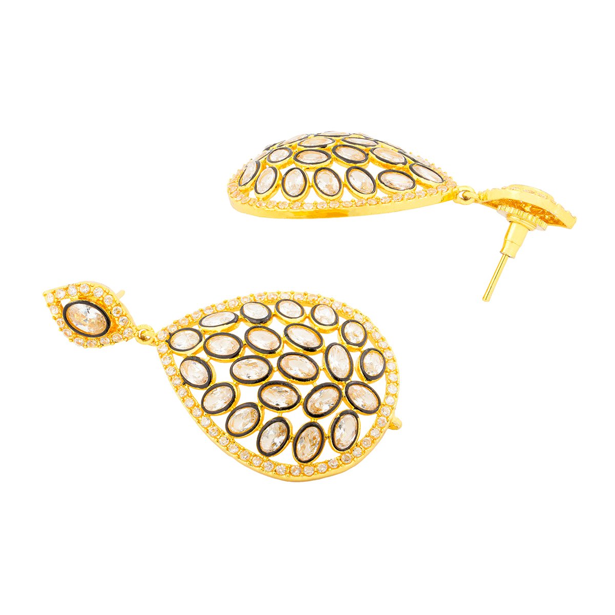 Filigree 18K Gold Filigree Crystal Cubic Zirconia Dangle Drop Earring
