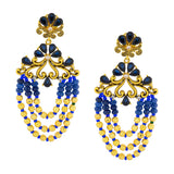 Design 18K Gold Blue Crystal Cubic Zirconia Beads Chandelier Earring