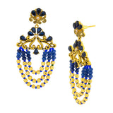 Design 18K Gold Blue Crystal Cubic Zirconia Beads Chandelier Earring