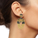 Design 18K Gold Black Crystal Cubic Zirconia Beads Chandelier Earring
