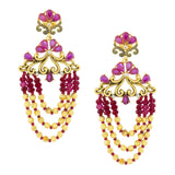 Design 18K Gold Pink Crystal Cubic Zirconia Beads Chandelier Earring