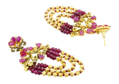 Design 18K Gold Pink Crystal Cubic Zirconia Beads Chandelier Earring