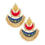 Anoushka Bollywood Dangler Chaand Bali Meenakari Pearl Kundan Earring