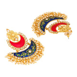 Anoushka Bollywood Dangler Chaand Bali Meenakari Pearl Kundan Earring