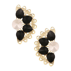 Floral Light Weight Black 18K Gold Plated Stud Earring Girls Women