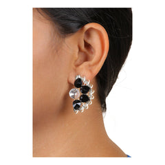 Floral Light Weight Black 18K Gold Plated Stud Earring Girls Women
